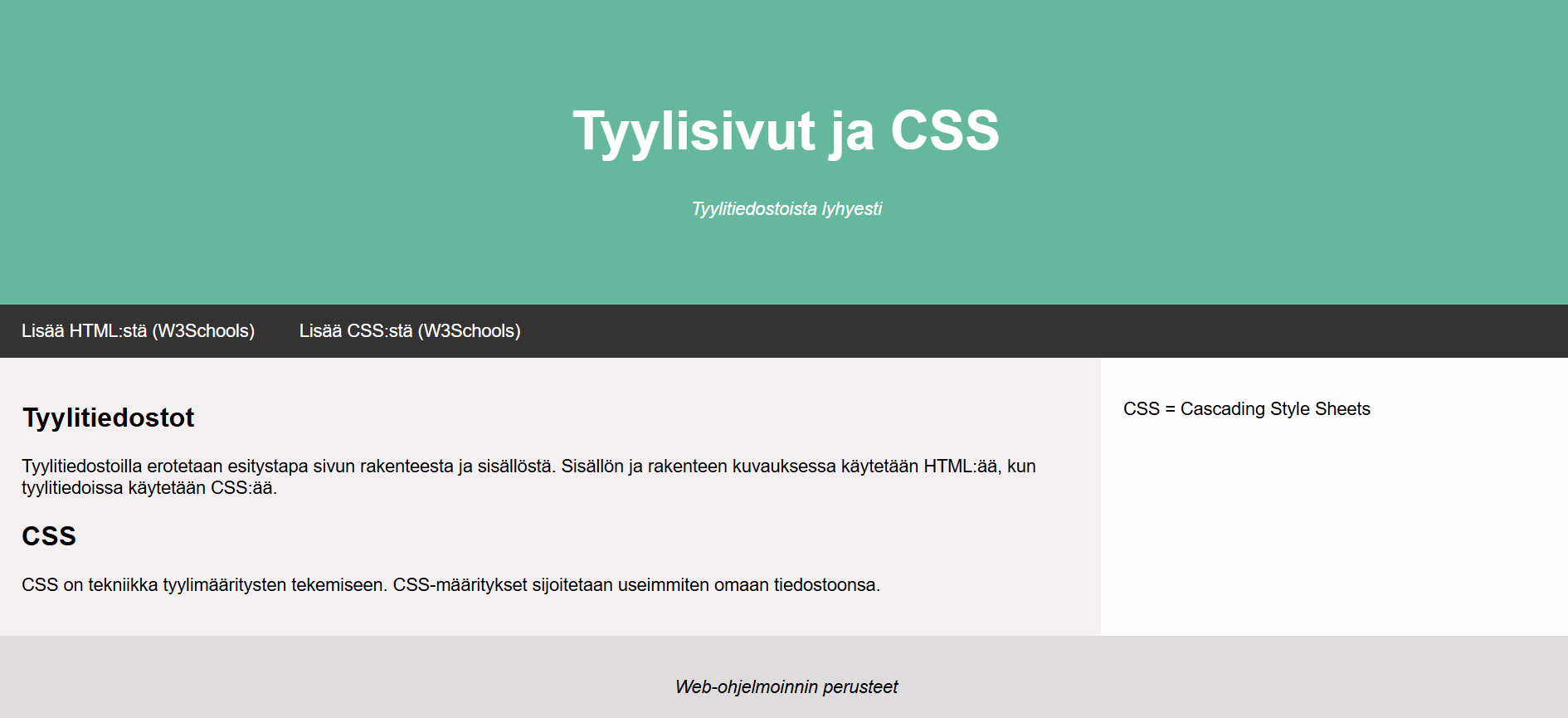 Sivu tyylisivuista.html muokatun tyylit_t6.css:n kanssa.